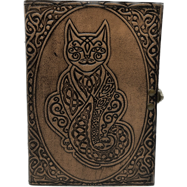 Leather Journal Brown Antique Cat (13cmx18cm)