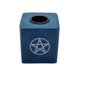 Wooden Chime Candle Holder Pentagram Sky Blue (Pack of 6)