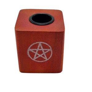 Wooden Chime Candle Holder Pentagram Orange (Pack of 6)