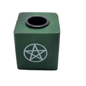 Wooden Chime Candle Holder Pentagram Green (Pack of 6)