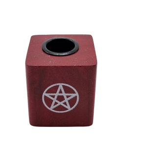 Wooden Chime Candle Holder Pentagram Red (Pack of 6)