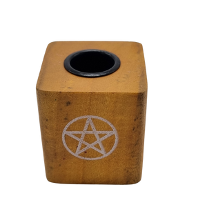 Wooden Chime Candle Holder Pentagram Yellow (Pack of 6)